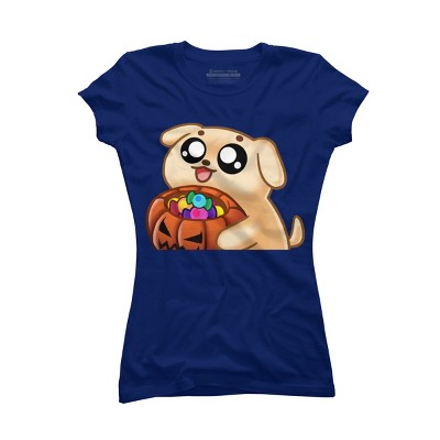 Junior's Design By Humans Halloween Candy Pup By Puppers T-Shirt
