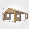 PE+ Steel Frame Carport Canopy, 10x20/12x20/13x20 FT Portable Garage with 4 Doors & 4 Windows, Waterproof Shelter in Gray/Khaki/White/Green - 3 of 4