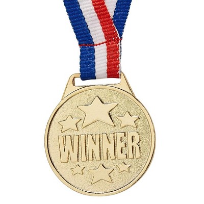 24-Pack Olympic Style Gold Winner Award Medals with 1.5" Diameter, 15.3" Ribbon