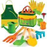 Kids Gardening Tool Set 12 PCS - Kids Gardening Tools with Shovel, Rake, Fork, Trowel, Apron, Gloves Watering Can and Tote Bag - Play22usa