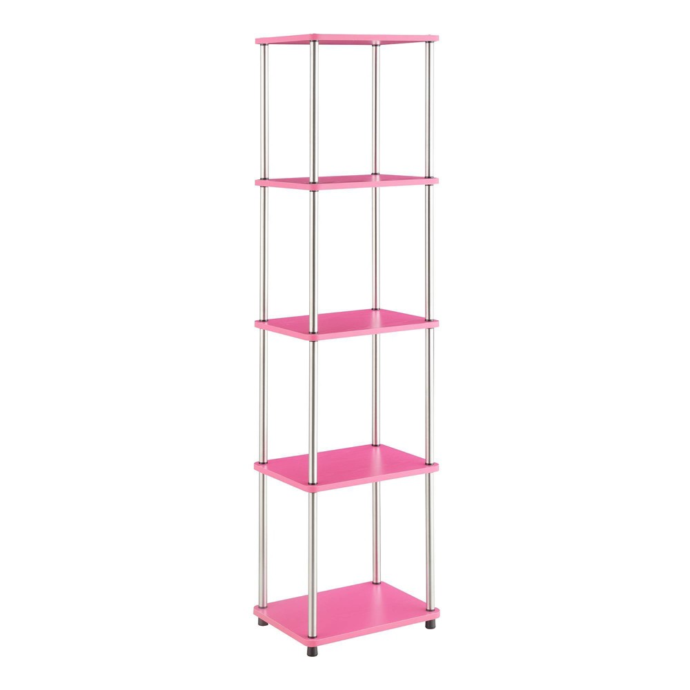 63.25" Designs2Go No Tools 5 Tier Tower Pink/Chrome - Breighton Home