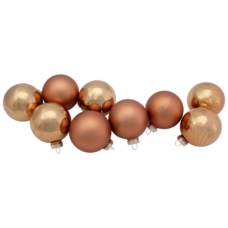 Northlight 9ct Brown 2-Finish Christmas Glass Ball Ornaments 2.5" (65mm), 1 of 5