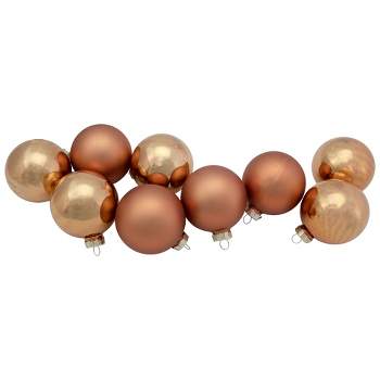 Northlight 9ct Brown 2-Finish Christmas Glass Ball Ornaments 2.5" (65mm)