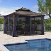 PURPLE LEAF Hardtop Gazebo Canopy with Netting and Curtains for Outdoor Deck Backyard Heavy Duty Metal Patio Permanent Pavilion - 4 of 4