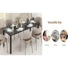 Dining Table for 6-8, Rectangular Minimalist Table with Wave Irregular Edge, 15mm Thick MDF Top & Metal Frame - 4 of 4