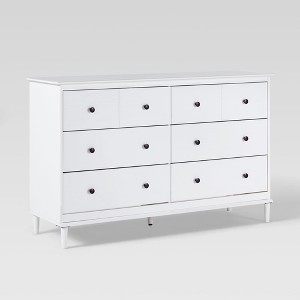 Saracina Home Stiva Classic Mid Century Modern Horizontal 6 Drawer Dresser White - 1 of 4