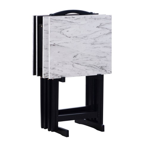 Faux marble tv tray set new arrivals