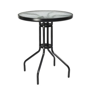Karl Home |23.6in. Round Patio Bistro Table with Tempered Glass Top - 1 of 4