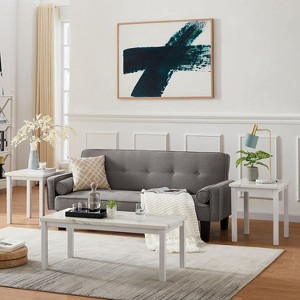 Hooseng Coffee Table Set of 3, Rectangle Coffee Table with Two End Side Table, Faux Marble Tabletop Style with Metal Frame - 1 of 4
