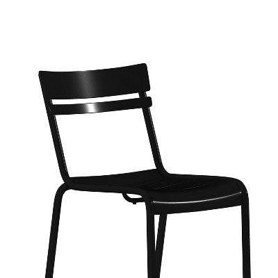Nash Black Steel Armless Stackable Indoor-Outdoor Chairs, Set of 4