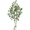 4/5/6/7FT Artificial Ficus Tree with Black Planter - Realistic Wood Trunk, Green Moss & Fruits for Home/Office Decor - 2 of 4