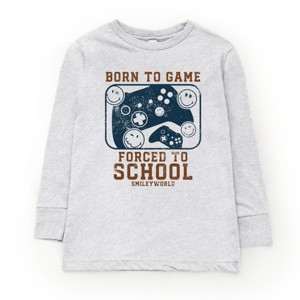 The Juniper Shop SmileyWorld Born To Game Forced To School Youth Long Sleeve Tee - 1 of 4