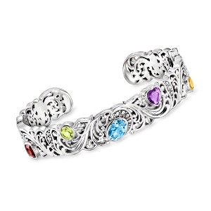 Ross-Simons 3.60 ct. t.w. Multi-Gemstone Cuff Bracelet in Sterling Silver - 1 of 3