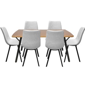 LeisureMod Ravenna 7-Piece Dining Set, 1 Y-Shape Legs Table 6 Dining Chairs - 1 of 4