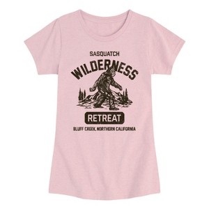 Girls' - Instant Message - Sasquatch Wilderness Retreat Fitted Short Sleeve Graphic T-Shirt - 1 of 4
