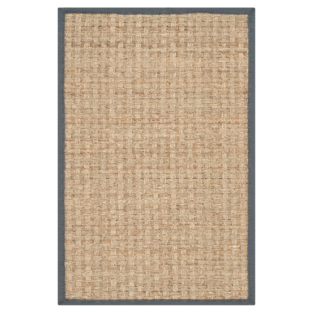 2'x3' Basket Weave Accent Rug Natural/Dark Gray - Safavieh