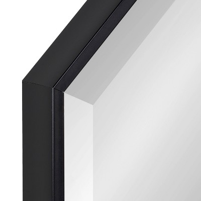 Rhodes Black Octagon Wall Mirror with Wood Frame