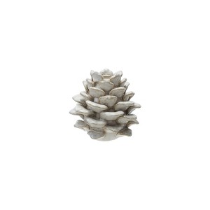 Storied Home Stoneware Pinecone Shaped Taper Holder, Reactive Glaze, Cream Color - 1 of 2