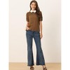 INSPIRE CHIC Women's Vintage Peter Pan Collar Contrast Puff Short Sleeve Blouse - 2 of 4
