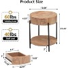 2-Tier Round End Table, Nature Wood Color Side Table with Growth Rings Wood Design - 2 of 4