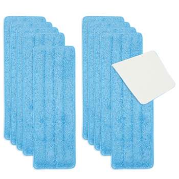 Juvale 10-Pack Microfiber Mop Pads - Reusable and Washable Replacement Flat Heads for Cleaning Hardwood Floor (16.5 in, Blue)