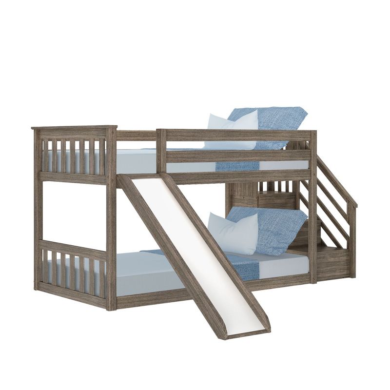 Max & Lily Twin Low Bunk Bed w/ Staircase and Slide, 3 of 8