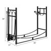 Costway 36'' Fireplace Log Rack W/ 4 Tool Set Kindling Holders for Indoor Outdoor - 4 of 4