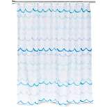 Okuna Outpost Blue Waves Bath Shower Curtain Set Polyester with 12 Hooks for Nautical Beach Bathroom Decor 71"x70"