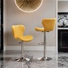 Ellston Velvet Adjustable Swivel Barstools, Set of 2- Leovsnove - 2 of 4