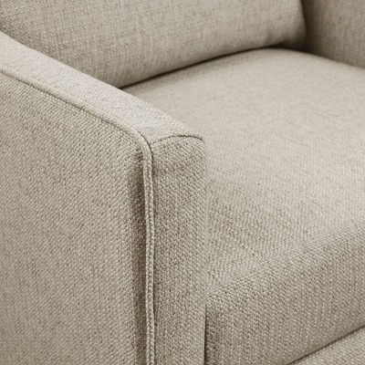 Natural Ivory Swivel Armchair with Wood Frame