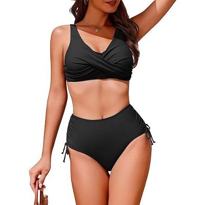 AI'MAGE Women's High Waisted Bikini Set Tummy Control 2 Piece Swimsuit for Women Push Up Twist Front Bathing Suit 2025