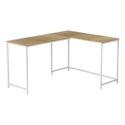 Monarch Specialties Computer Desk Home Office Corner 58InchL L Shape Work Laptop Metal Laminate Natural White Contemporary Modern