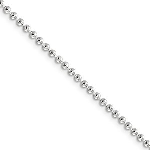 Black Bow Jewelry 2.3mm Sterling Silver, Solid Beaded Chain Necklace - 1 of 4