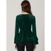 INSPIRE CHIC Women's Regular Fit V Neck Velvet Flare Long Sleeve Peplum Blouse - 4 of 4