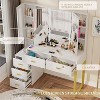 PAKASEPT Vanity Desk with Tri-fold Mirror and Lights, Vanity Dressing Table with Charging Station, Hidden Storage Shelves and 5 Drawers - 4 of 4