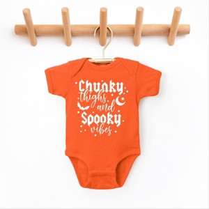 The Juniper Shop Chunky Thighs and Spooky Vibes Baby Short Sleeve Bodysuit - 24M - Orange - 1 of 4