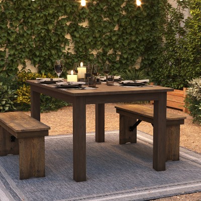 Antique Rustic Solid Pine Farmhouse Dining Table - Seats Six