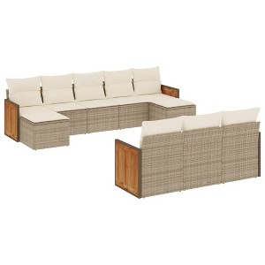 vidaXL Garden Sofa Set Beige PE Rattan Large Adjustable Feet - 1 of 4