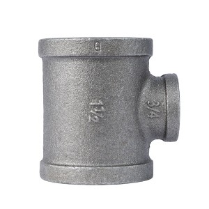Pipe Decor 1 1/2 in. x 1 1/2 in. x 3/4 in. Black Reducing Tee - 1 of 4