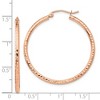 Black Bow Jewelry 2mm x 35mm 14k Rose Gold Diamond-Cut Round Hoop Earrings - 3 of 4