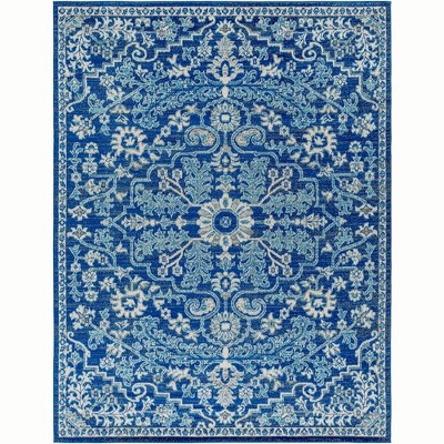 Mark & Day Olivia 7'10"x10'3" Rectangle Woven Indoor Area Rugs Dark Blue: Traditional Medallion, Stain-Resistant, Polypropylene