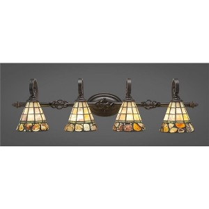 Toltec Lighting Elegante 4 - Light Vanity in  Dark Granite with 7" Cobblestone Art Glass Shade - 1 of 1