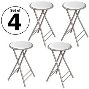 Trademark Home Heavy-Duty 24-Inch Folding Stools with Padded Seats, White, Set of 4 - 1 of 4