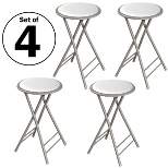 Trademark Home Heavy-Duty 24-Inch Folding Stools with Padded Seats, White, Set of 4