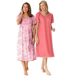 Only Necessities 2-Pack Short Silky Gown - 1 of 4
