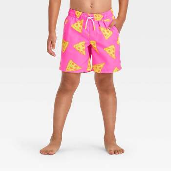 Boys' Pizza Printed Swim Shorts - Cat & Jack™ Pink/Yellow