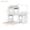 PAGED Wooden Twin Over Full Loft and Bunk Bed, Loft Bed with Playhouse, Farmhouse, Ladder and Guardrails, White - 3 of 4
