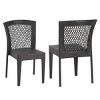 Outdoor Dining Chairs Set of 2, Stackable Dining Chairs with Rattan and Steel Frame, for Patio, Garden, Balcony-Tanpinhause - 4 of 4