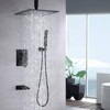 Okak 10IN Wall Mount Square Rainfall Shower Head with Rough-In Valve Body, Dual Shower Head with High Pressure, Handheld Shower Head - 2 of 4