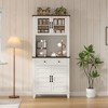 72" Pantry Cabinet with Storage Drawers, Tall Kitchen Pantry Storage Cabinet with 2 Glass Doors, Farmhouse Kitchen Hutch for Living Room - 2 of 4
